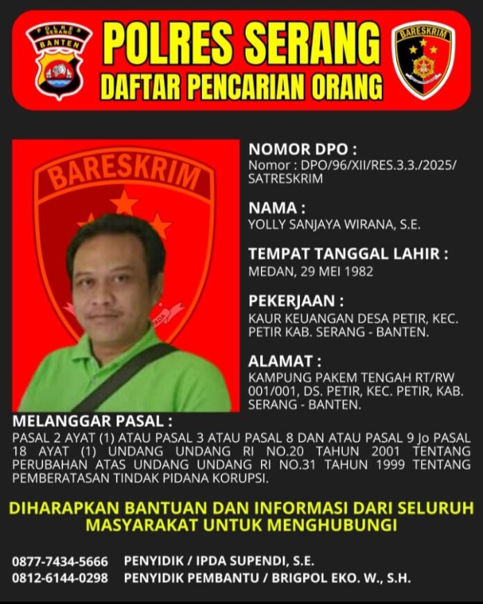 Tersangka Korupsi dana desa Petir Rp 1 miliar.
